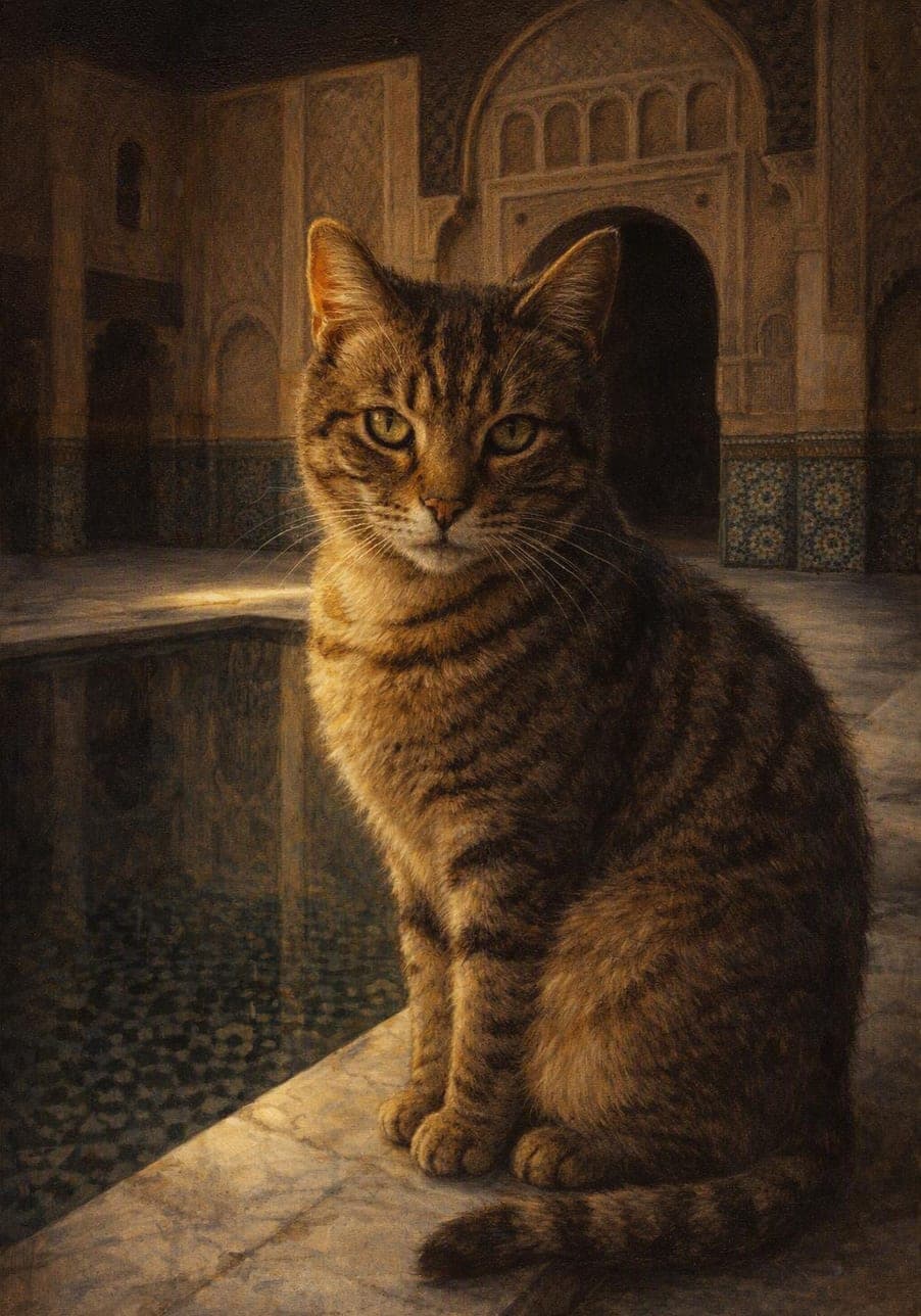 Example custom pet portrait at Ben Youssef Madrasa, Marrakech