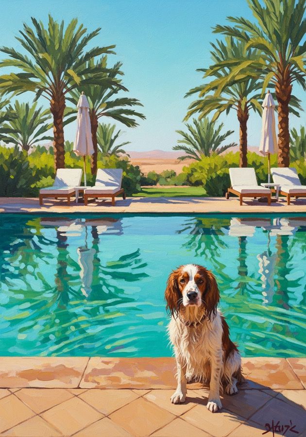 The palm-grove pool — painted in The Courtyard
