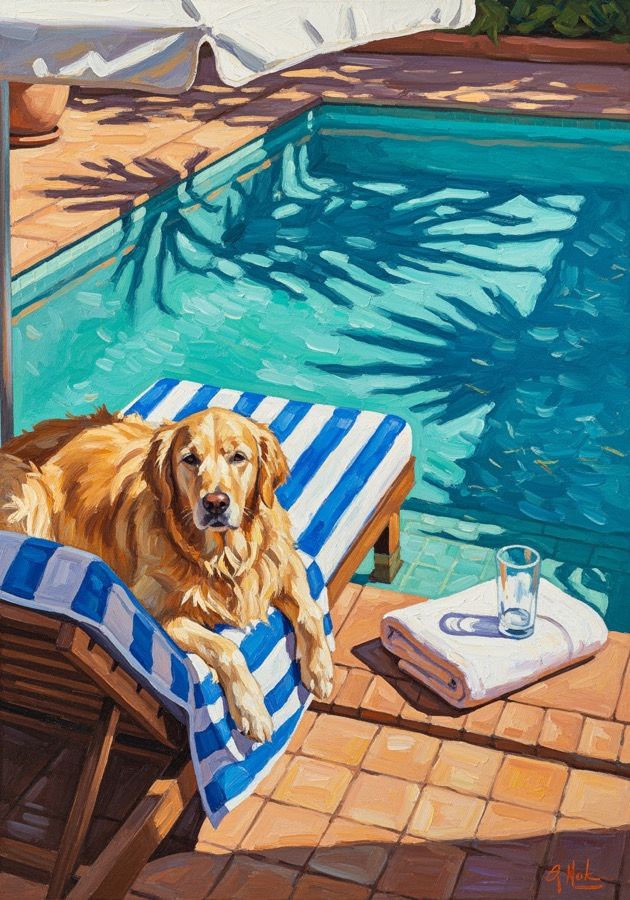 By the pool — painted in The Courtyard
