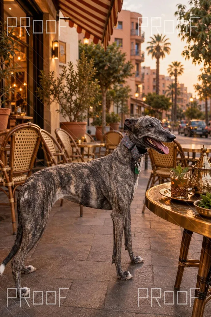 Single corrected watermarked greyhound preview, with a visible white tail tip near the edge