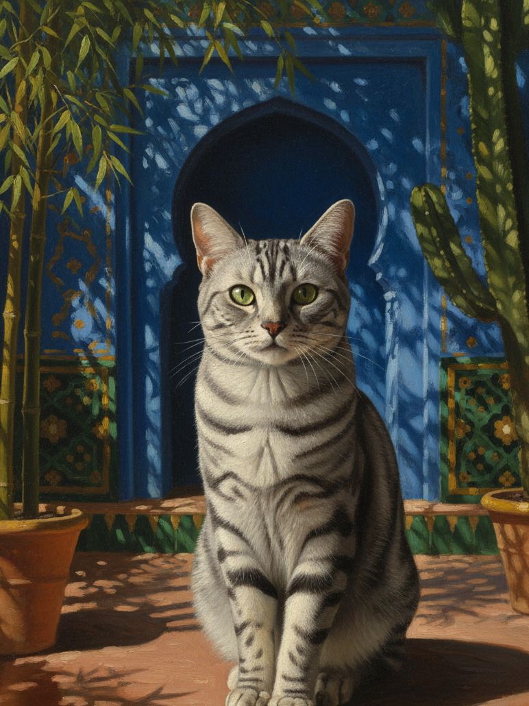The same cat painted at the Jardin Majorelle